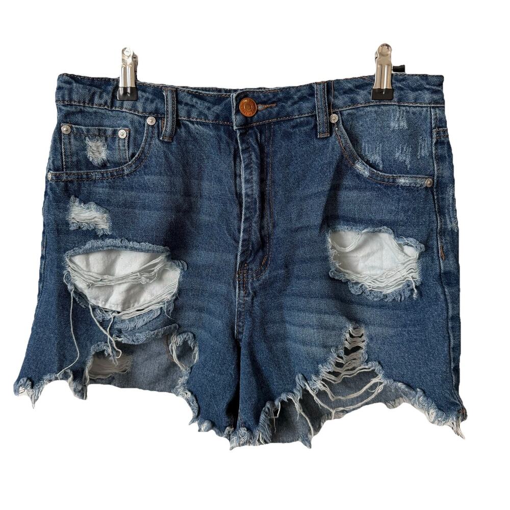 Almost Famous Juniors 9 Jean Shorts High Rise Distressed CutOffs Denim